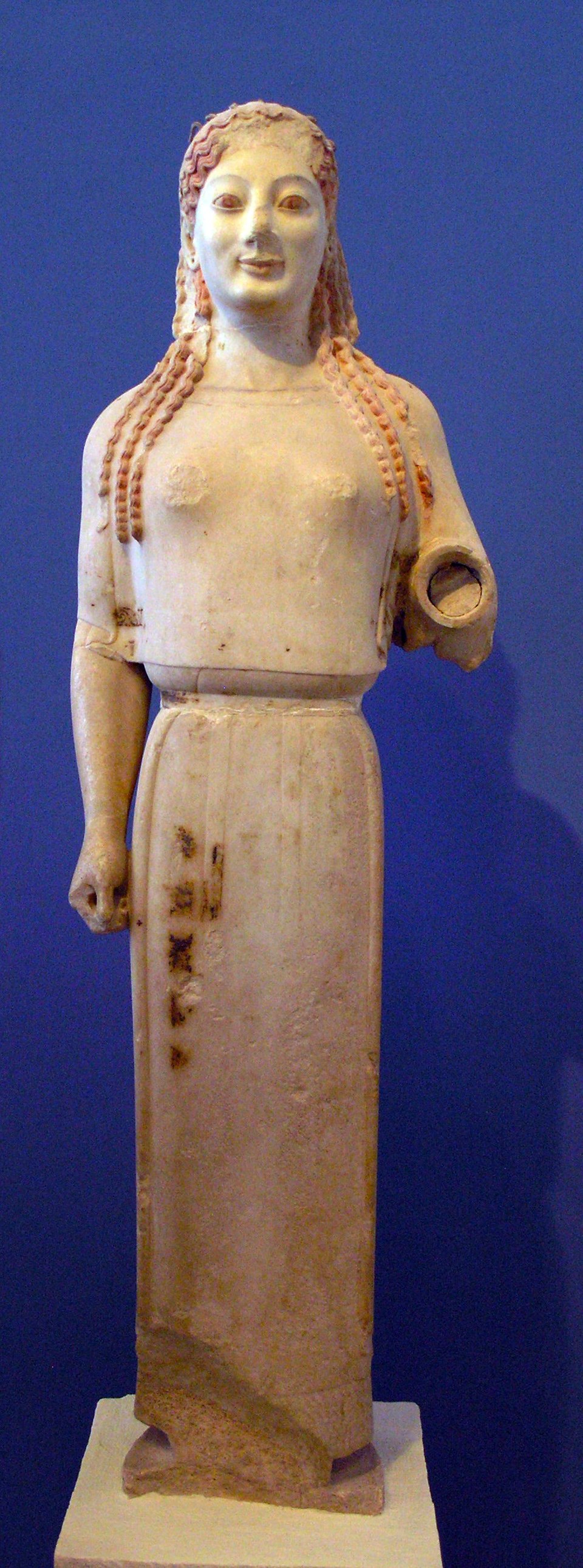 The Peplos Kore statue from the Acropolis, showing a Greek woman in a peplos